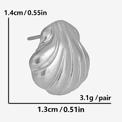 Серебро Серьги-гвоздики из ракушек из нержавеющей стали, серебряные, 14x13 мм