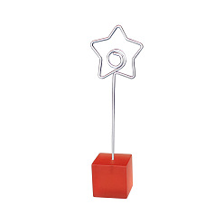 Red Metal Spiral Memo Clips, with Resin Base, Message Note Photo Stand Holder, for Table Decoration, Star, Red, 117mm