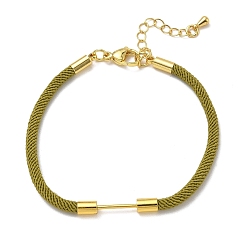 Olive Nylon Cord Bracelet Making, with Brass Beadable Bar, Golden, Olive, 6.89x0.16 inch(17.5x0.4cm)