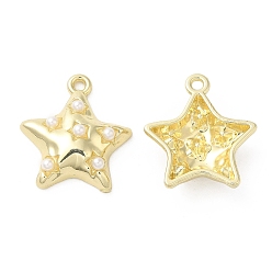 Golden ABS Plastic Imitation Pearls Pendants, with Alloy Findings, Cadmium Free & Nickel Free & Lead Free, Star Charm, Golden, 19x17x5mm, Hole: 1.6mm