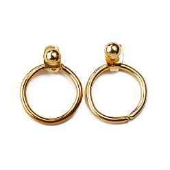 02 Golden 9315 Minimalist Metal Hoop Earrings with Copper Beads - Unisex Circle Studs