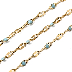 Небесно-голубой 304 цепи натяжные нержавеющие, с эмалью, пайки, с катушкой, реальный 18 k позолоченный, голубой, 2 мм