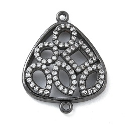 Черный Цвет Металла Стойка покрытие латунь микропаве прозрачный кубический цирконий треугольный соединитель подвески, долговечный, без кадмия и без свинца, металлический черный , 23.5x18x3.5 мм, отверстие : 1 мм