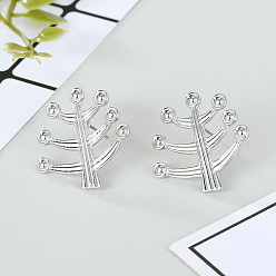 branch Abstract leaf alloy earrings with Virgin Mary ear studs - Unique, Stylish, Religious.