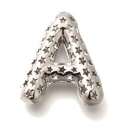 Letter A Полые медные подвески, стойки покрытие, долговечный, без кадмия и без свинца, письмо амулеты, буква a, 22x19x6.5 мм, отверстие : 4.7x3 мм