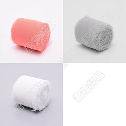 Mixed Color 3Rolls 3 Colors Polyester Ribbon, Fringe Chiffon Silk-Like Ribbon, for Wedding Invitations, Bouquets, Gift Wrapping, Mixed Color, 1-1/2 inch(38mm), about 5m/roll, 1roll/color