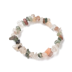 Кварц Стрейч-браслеты унисекс с натуральными драгоценными камнями и бусинами, внутренний диаметр: 1-3/4~2 дюйм (4.5~5 см)