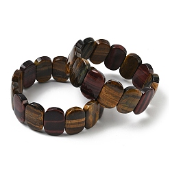 Тигровый глаз Браслеты из натуральных красных и желтых бусин тигрового глаза для женщин и мужчин, овальные, 1 дюйм (2.4 см), внутренний диаметр: 2-1/2 дюйм (6.45 см)