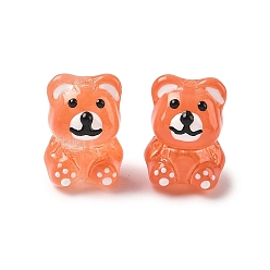 Коралловый Стеклянные эмалевые бусины ручной работы, медведь, окрашенная и подогревом, коралл, 18.5x13.5x14 мм, отверстие : 1.5 мм