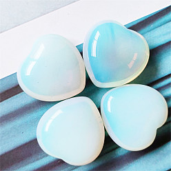 Opalite Synthetic Opalite Healing Stones, Heart Love Stones, Pocket Palm Stones for Reiki Ealancing, 30x30x15mm