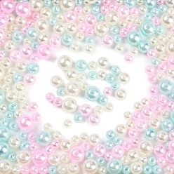 Pale Turquoise ABS Plastic Imitation Pearl Beads, Round, Mixed Color, Pale Turquoise, 6~10x5~9mm, Hole: 1.8~2.5mm