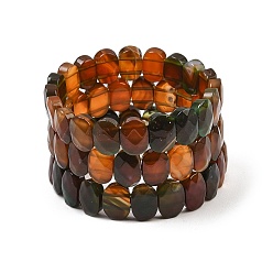 Natural Agate Dyed & Heated Natural Agate Oval Beaded Stretch Bracelet, Gemstone Jewelry for Women, Inner Diameter: 2-1/8 inch(5.4~5.5cm)