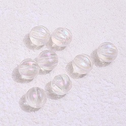 Clear AB Czech Glass Beads, Pumpkin, Clear AB, 8mm, Hole: 1mm