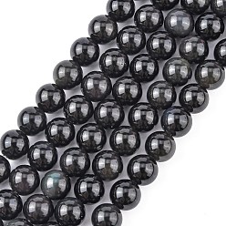 Obsidian Natural Obsidian Bead Strands, Round, 8~9mm, Hole: 1mm, about 46pcs/strand, 15.3 inch