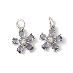 лаванда Латунные микро проложить кубического циркония подвески, , стойки покрытие, прочное покрытие, без кадмия и без свинца, с целью перехода в кольце, лаванда, 14.5x12.5x4.5 мм, отверстие : 4.5 мм