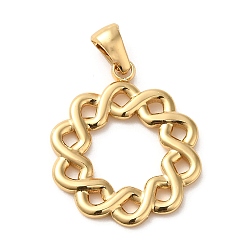 Golden 304 Stainless Steel Pendants, Round Chain Charms, Golden, 25x21x2mm, Hole: 5.5x3mm