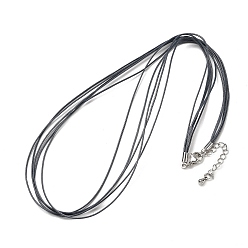 Шифер Серый 1мм вощеный шнур 5-образное ожерелье, с латунными выводами и 304 застежками из лобстера из нержавеющей стали, платины и нержавеющая сталь цвет, шифер серый, 18.90 дюйм (48 см)