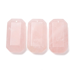 Розовый Кварц Природного розового кварца подвески, граненые прямоугольные подвески, 28x15x7 мм, отверстие : 1.4 мм