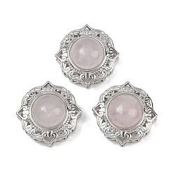 Розовый Кварц Многорядные звенья из натурального розового кварца, Латунные коннекторы, платина, стойки покрытие, 18x18x11 мм, отверстие : 2~3 мм