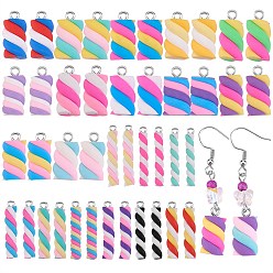 Mixed Color 44Pcs 22 Style Handmade Polymer Clay Pendants, with Platinum Tone Iron Finding, Marshmallow, Mixed Color, 2pc/style
