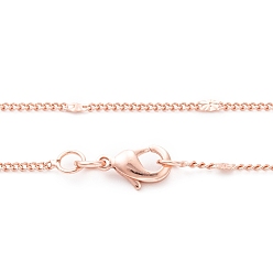 Real Rose Gold Plated Rack Plating Brass Handmade Necklaces, Curb Chains/Twisted Chains, Real Rose Gold Plated, 23.6 inch(60cm), 2x0.7mm
