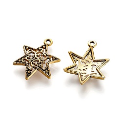 Antique Golden Tibetan Style Alloy Pendants, for Jewish, Star of David, Antique Golden, Lead Free and Cadmium Free, 23x18x3mm, Hole: 1.5mm