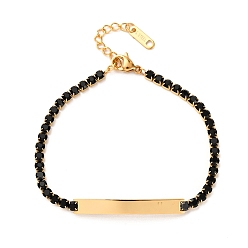 Реактивный Самолет 304 браслеты-цепочки из нержавеющей стали со стразами, идентификационные браслеты для женщин, квадратный, вакуумные покрытия, золотые, струя, 7-1/8 дюйм (18 см)