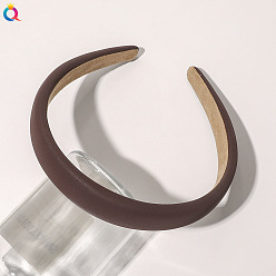 Autumn/Winter Color 2.0 PU Sponge Headband - Deep Coffee Simple Solid Color Vintage Leather Hairband for Women - Retro Headband for Styling.