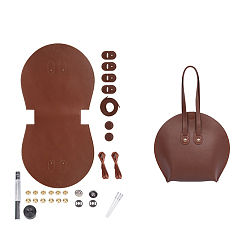 Saddle Brown DIY Purse Making Kit, Including Cowhide Leather Bag Accessories, Iron Needles, Snap Buttons, Screw Sets, Carbon Steel Puncher & Chassis, Saddle Brown, 32.5cm