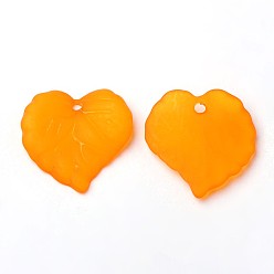 Orange Autumn Theme Transparent Acrylic Pendants, Frosted, Leaf, Dyed, Orange, 16x15x2mm, Hole: 1.2mm, about 1650pcs/500g