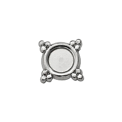Stainless Steel Color 304 Stainless Steel Tray Cabochon Settings, Square, Stainless Steel Color, 6.9x6.9x1.1mm