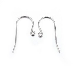 Stainless Steel Color 316 Stainless Steel Earring Hooks, Ear Wire, with Horizontal Loop, Stainless Steel Color, 16x27x0.8mm, Hole: 2mm, 20 Gauge, Pin: 0.8mm