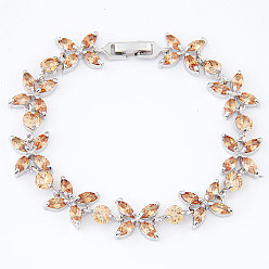 Champagne wl11054240 Sparkling Zirconia Beaded Bracelet for Elegant Evening Wear and Fashionable Style