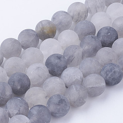 Cloudy Quartz Natural Cloudy Quartz Bead Strands, Frosted, Round, 10~10.5mm, Hole: 1.5mm, about 38pcs/strand, 15.3 inch(39cm)