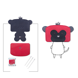 Black DIY Monkey Clutch Bag Making Kits, Including PU Fabric, Needle and Wire, Black, 7.5x11.5cm