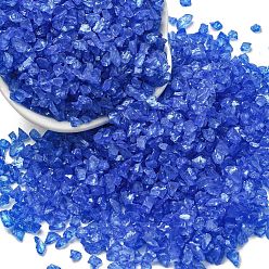 Medium Blue Luminous Crushed Glass Craft, Irregular Glass Chips, for DIY Vase Filler Garden Decoration, Medium Blue, 4.5~11.5x1.5~3x2.5mm