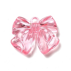 Pink Прозрачные акриловые подвески, очарование бантом, розовые, 24x30x7 мм, отверстие : 3 мм, Около 180 шт / 500 г