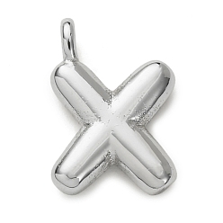 Letter X Латунные подвески, долговечный, стойки покрытие, без кадмия и без свинца, платина, Письмо X, 15.5x10.5x4.5 мм, отверстие : 2.5 мм