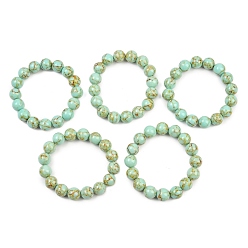 Средний Аквамарин Синтетический бирюзовый бисером стрейч-браслет, круглые, средний аквамарин, 2 дюйм (5 см), бусины : 12 мм