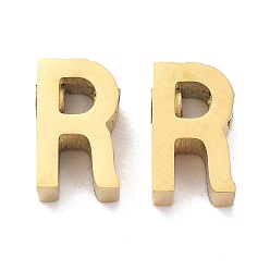 Letter R Ion Plating(IP) 304 Stainless Steel Charms, Alphabet, Golden, Letter.R, 8x4.5x3mm, Hole: 1.8mm