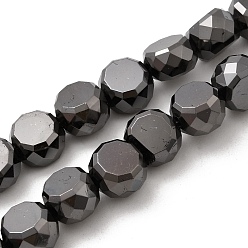 Металлическо-черное Гальванопокрытие Стеклянные бусины с гальваническим покрытием , барабан, граненые, покрытие черного цвета металла, 8x5.5 мм, отверстие : 1 мм, около 54 шт / нитка, 15.75'' (40 см)