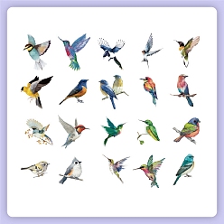 Mixed Color 40Pcs 20 Styles Waterproof PET Bird Sticker Labels, Self-adhesion, for Suitcase, Skateboard, Refrigerator, Helmet, Mobile Phone Shell, Mixed Color, 60~90mm, 2pcs/style