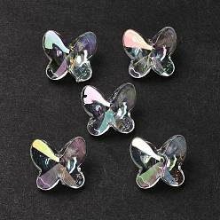 Clear AB UV Plating Rainbow Iridescent Acrylic Beads, Butterfly, Clear AB, 6x7x7mm, Hole: 1.8mm