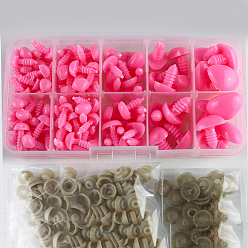 Hot Pink Craft Plastic Doll Noses Set, Stuffed Toy Noses, with Plastic Washer, Triangle, Doll Making Supplies, Hot Pink, Eye: 125pcs; Washer: 125pcs