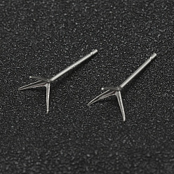 Silver 925 Sterling Silver Earrings Settings, Silver, Tray: 6mm, 14x7mm, Pin: 0.6mm