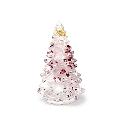 Quartz Crystal Resin Christmas Tree Display Decoration, with Natural Quartz Crystal Chips inside Statues for Home Office Decorations, 36x37x57mm