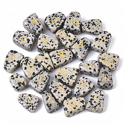 Dalmatian Jasper Natural Dalmatian Jasper Beads, Divination Stone, Trapezoid with Runes/Futhark/Futhorc, No Hole/Undrilled, 16~20x14~18x7~11mm, about 25pcs/set