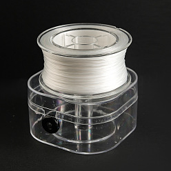 White Flat Elastic Crystal String, Elastic Beading Thread, for Stretch Bracelet Making, White, 0.8mm, about 109.36 Yards(100m)/Box