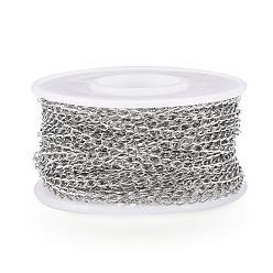 Stainless Steel Color 304 Stainless Steel Twisted Chains, Curb Chains, Soldered, with Spool, Stainless Steel Color, 4x2x0.4mm, about 32.8 Feet(10m)/roll