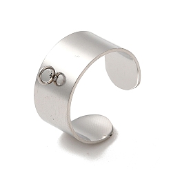 Stainless Steel Color 304 Stainless Steel Open Cuff Ring Components, Loop Ring Base, Stainless Steel Color, Wide: 10mm, Hole: 2.5mm, US Size 8 1/2(18.5mm)